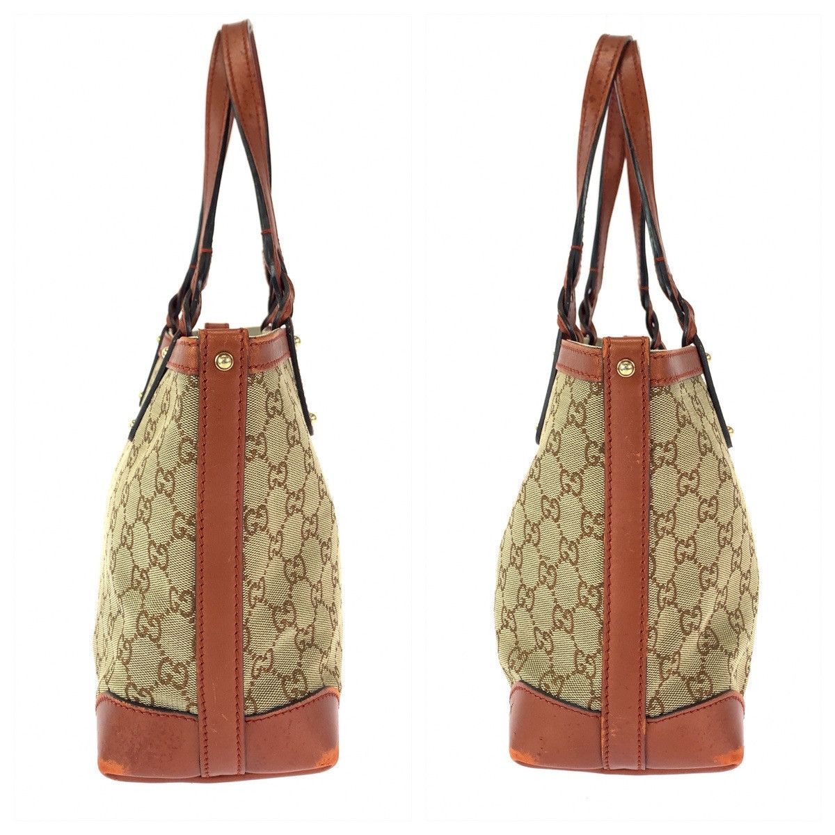 Gucci Gucci Gucci Diamante Brown Gold Hardware GG Canvas Tote Shoulder Bag Canvas Tote Bag 269878 in Very Good Condition Size ONE SIZE - 8 Thumbnail