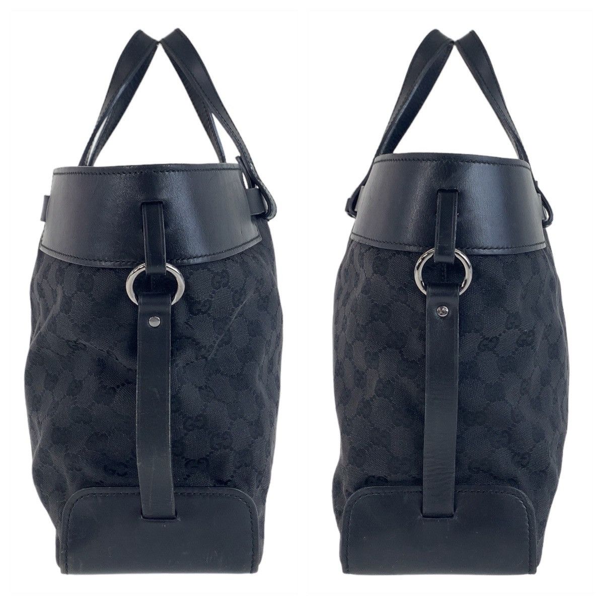 Gucci Gucci Gucci Black GG Canvas Leather Tote Bag Canvas Tote Bag 106251 in Very Good Condition Size ONE SIZE - 5 Thumbnail