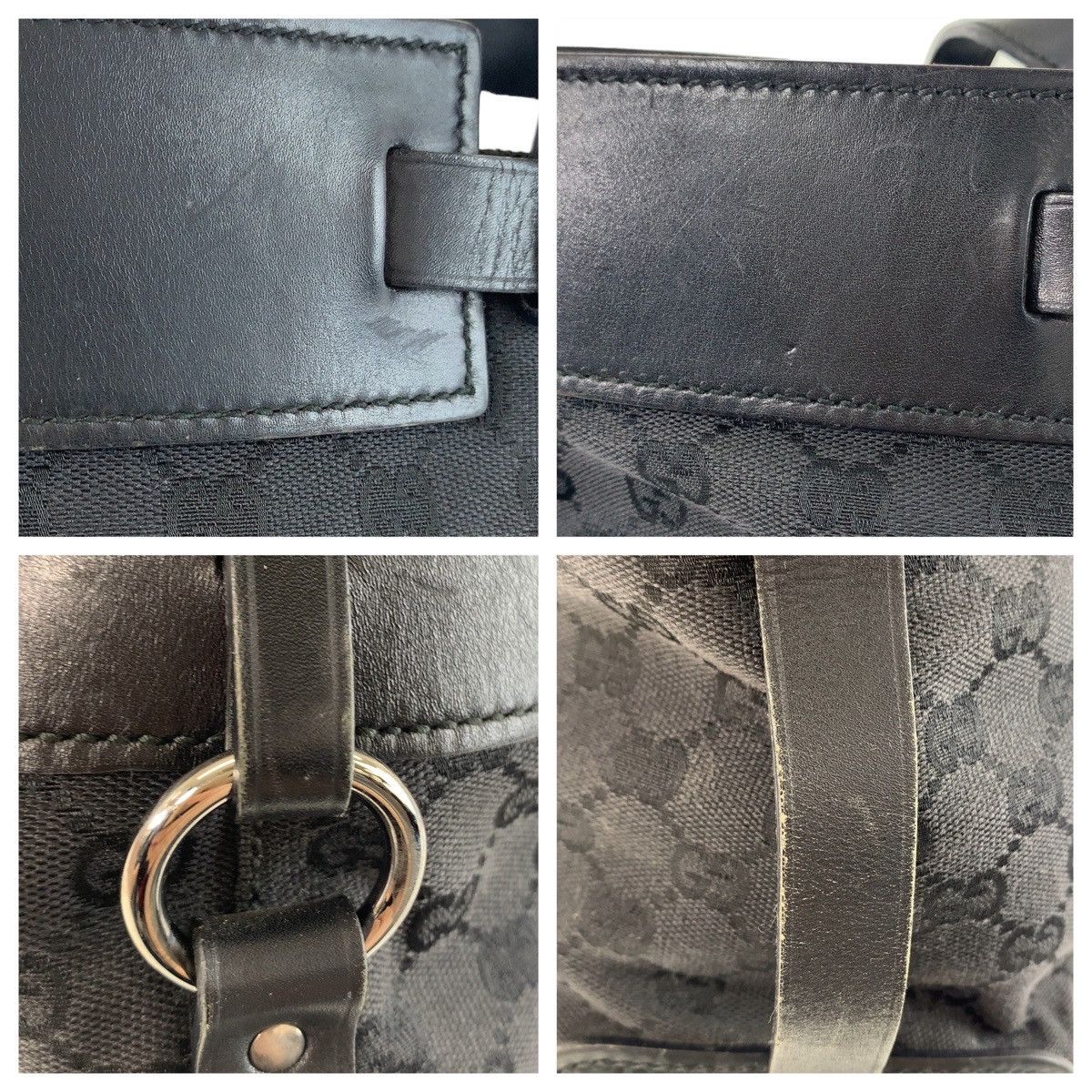 Gucci Gucci Gucci Black GG Canvas Leather Tote Bag Canvas Tote Bag 106251 in Very Good Condition Size ONE SIZE - 8 Thumbnail