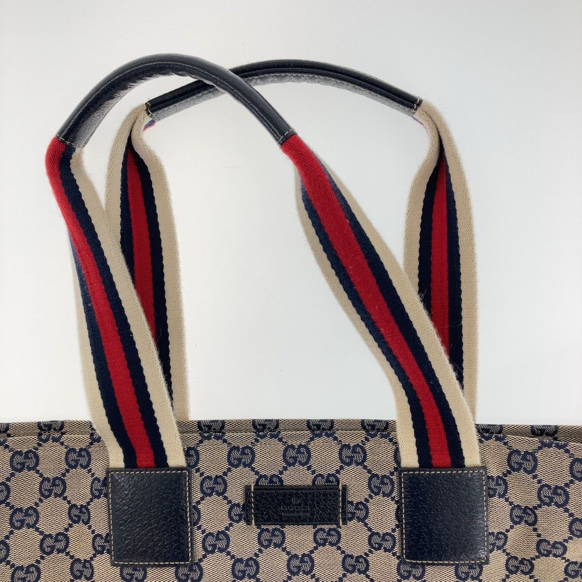 Gucci Gucci Gucci GG Canvas Leather Tote Bag Canvas Tote Bag 155524 Size ONE SIZE - 10 Thumbnail