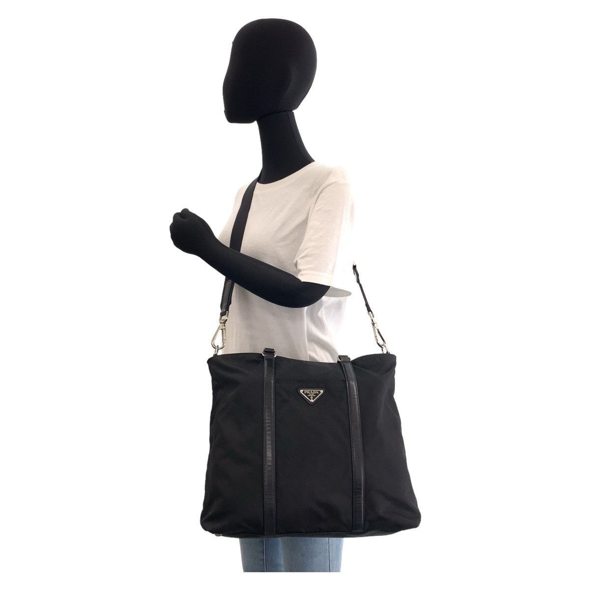 Prada Prada Prada Nylon Leather Tessuto Logo Tote Bag Canvas Tote Bag Size ONE SIZE - 8 Thumbnail