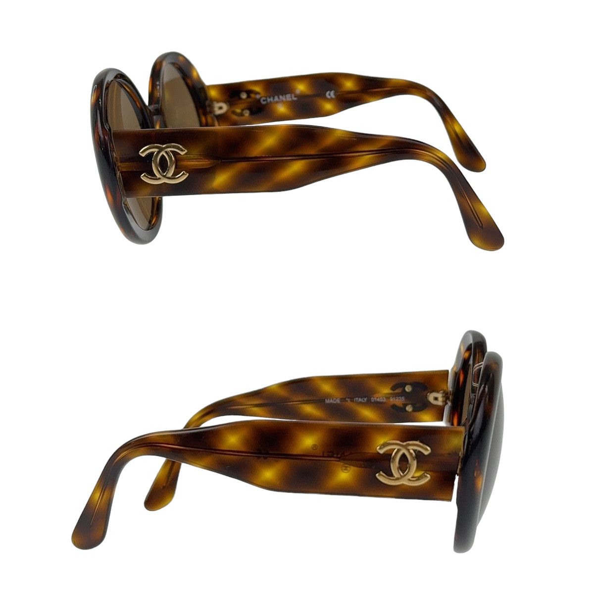 Chanel Chanel Chanel Marble Round Sunglasses Plastic Brown Gold Plastic Sunglasses 01453 91235 in Very Good Condition Size ONE SIZE - 8 Thumbnail