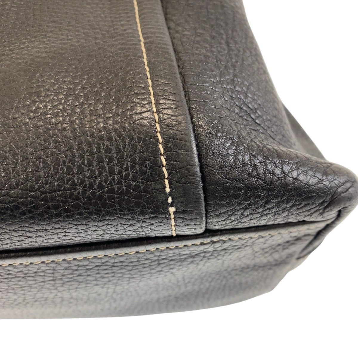 Prada Prada Prada Black Leather Tote Shoulder Bag with Name Tag and Silver Hardware Leather Tote Bag in Very Good Condition Size ONE SIZE - 8 Thumbnail