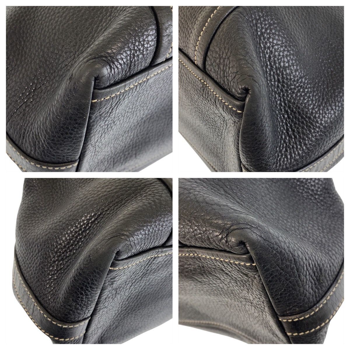 Prada Prada Prada Black Leather Tote Shoulder Bag with Name Tag and Silver Hardware Leather Tote Bag in Very Good Condition Size ONE SIZE - 4 Thumbnail