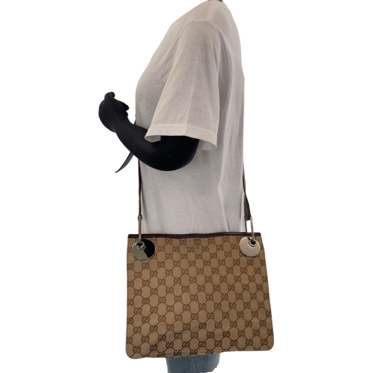 Gucci Gucci Gucci GG Canvas Eclipse Brown Silver Hardware Shoulder Bag Canvas Crossbody Bag 120841 in Very Good Condition Size ONE SIZE - 7 Thumbnail