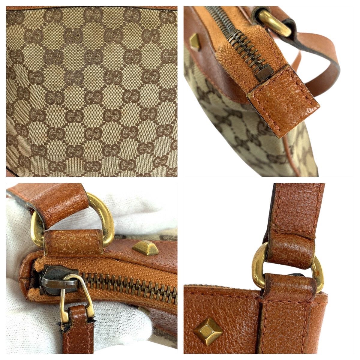 Gucci Gucci Gucci GG Canvas Leather Studs Brown Camel Gold Hardware Crossbody Bag Canvas Crossbody Bag 120893 in Very Good Condition Size ONE SIZE - 8 Thumbnail