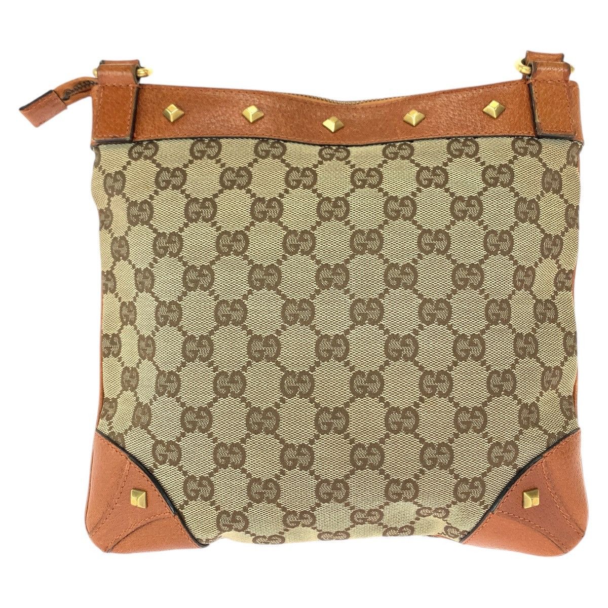 Gucci Gucci Gucci GG Canvas Leather Studs Brown Camel Gold Hardware Crossbody Bag Canvas Crossbody Bag 120893 in Very Good Condition Size ONE SIZE - 2 Thumbnail