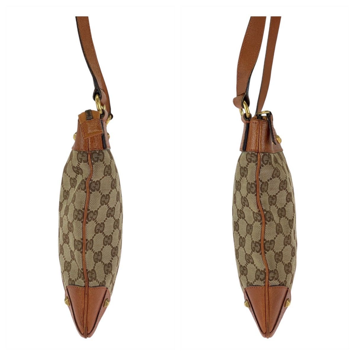 Gucci Gucci Gucci GG Canvas Leather Studs Brown Camel Gold Hardware Crossbody Bag Canvas Crossbody Bag 120893 in Very Good Condition Size ONE SIZE - 5 Thumbnail