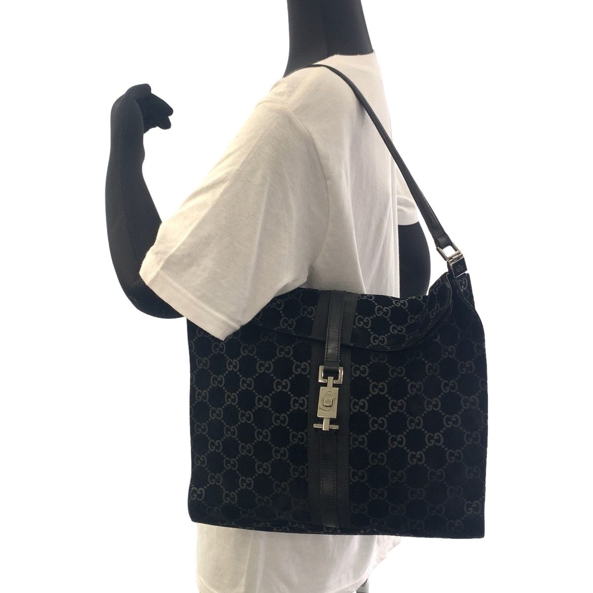 Gucci Gucci Gucci Jackie Suede Shoulder Bag Black Leather Shoulder Bag 0013355 in Very Good Condition Size ONE SIZE - 7 Thumbnail