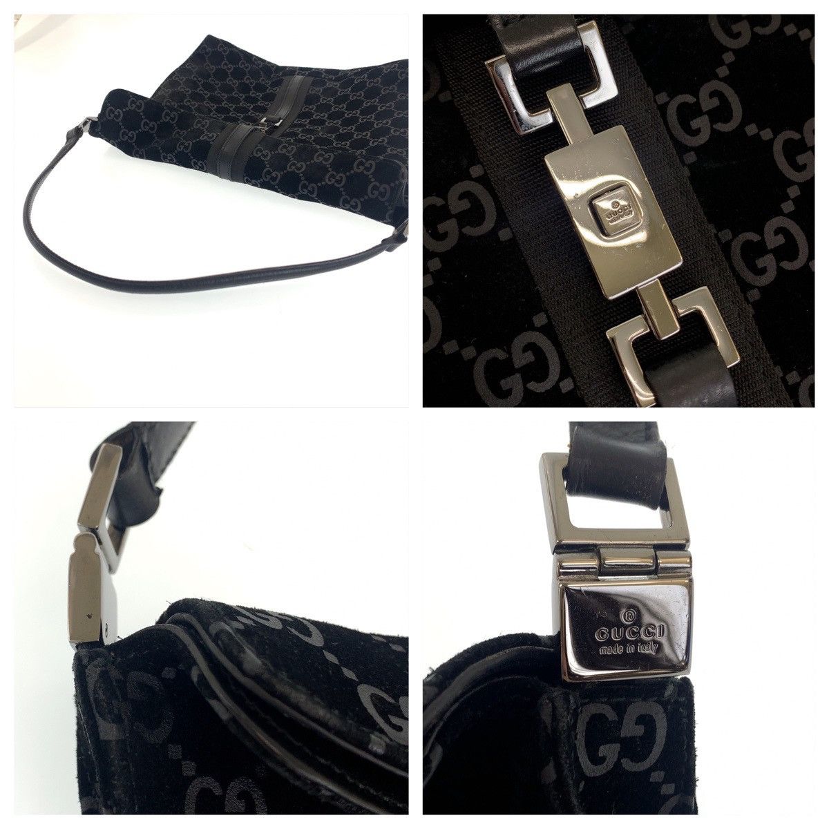 Gucci Gucci Gucci Jackie Suede Shoulder Bag Black Leather Shoulder Bag 0013355 in Very Good Condition Size ONE SIZE - 6 Thumbnail