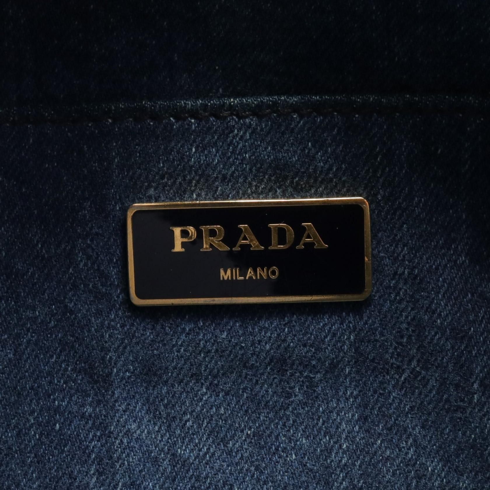 Prada Prada Canapa Denim Tote Bag Denim Tote Bag 1BG439 in Very Good Condition Size ONE SIZE - 4 Thumbnail