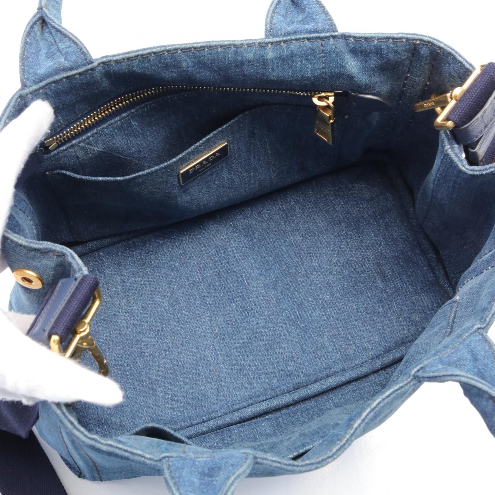 Prada Prada Canapa Denim Tote Bag Denim Tote Bag 1BG439 in Very Good Condition Size ONE SIZE - 3 Thumbnail