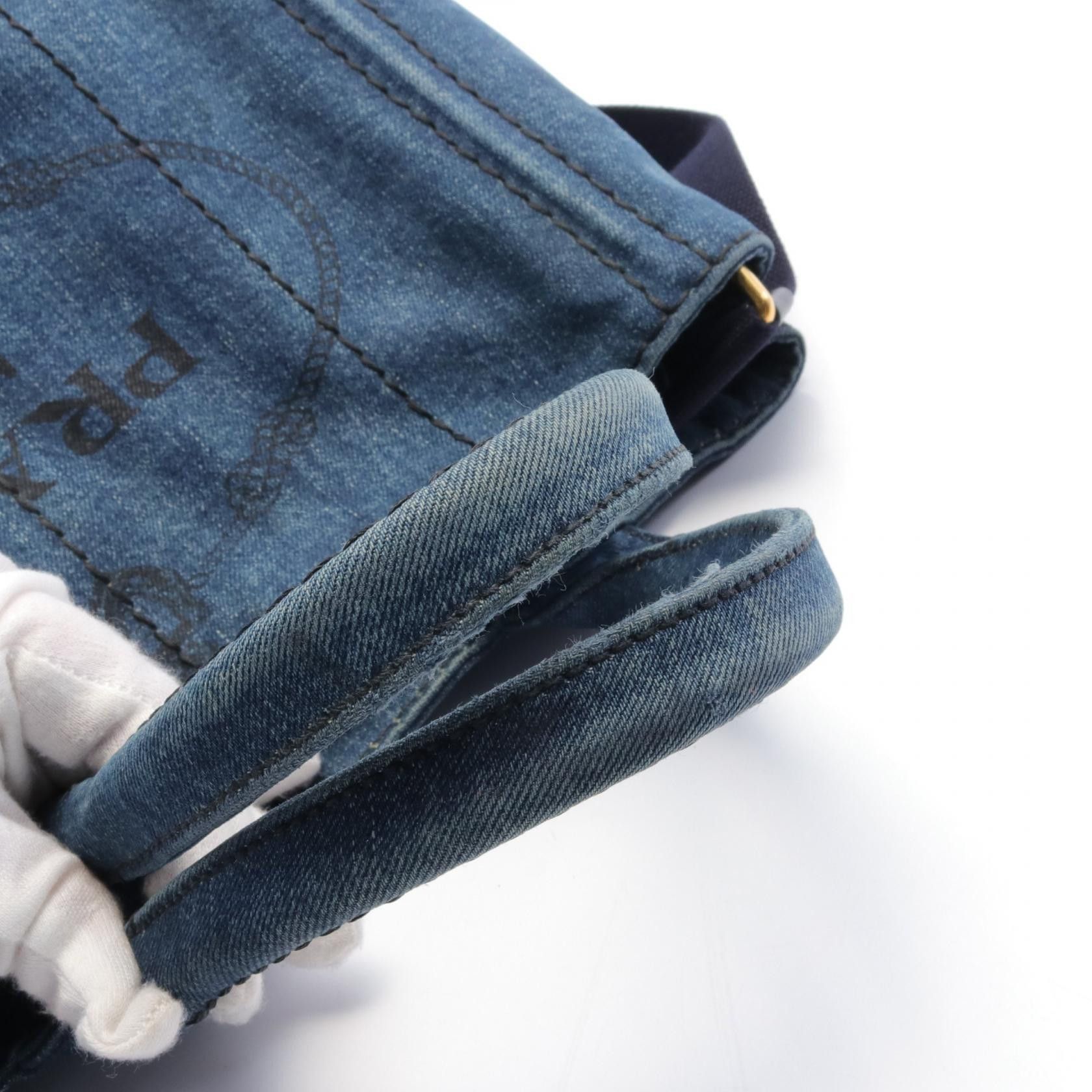 Prada Prada Canapa Denim Tote Bag Denim Tote Bag 1BG439 in Very Good Condition Size ONE SIZE - 7 Thumbnail