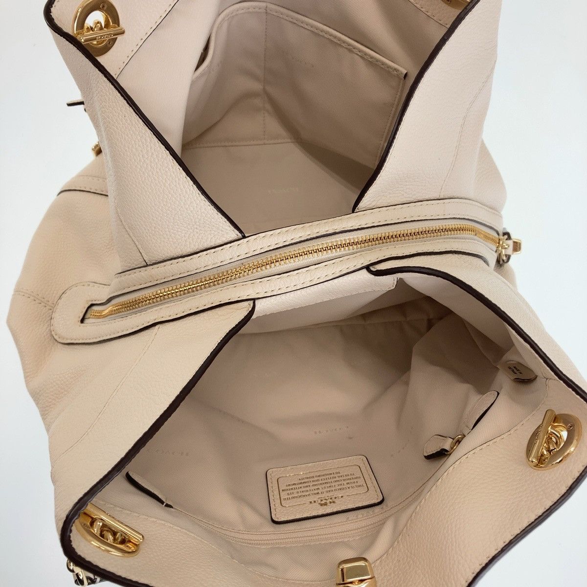 Coach Coach Coach White Leather Tote Bag with Gold Hardware Leather Tote Bag in Great Condition Size ONE SIZE - 7 Thumbnail