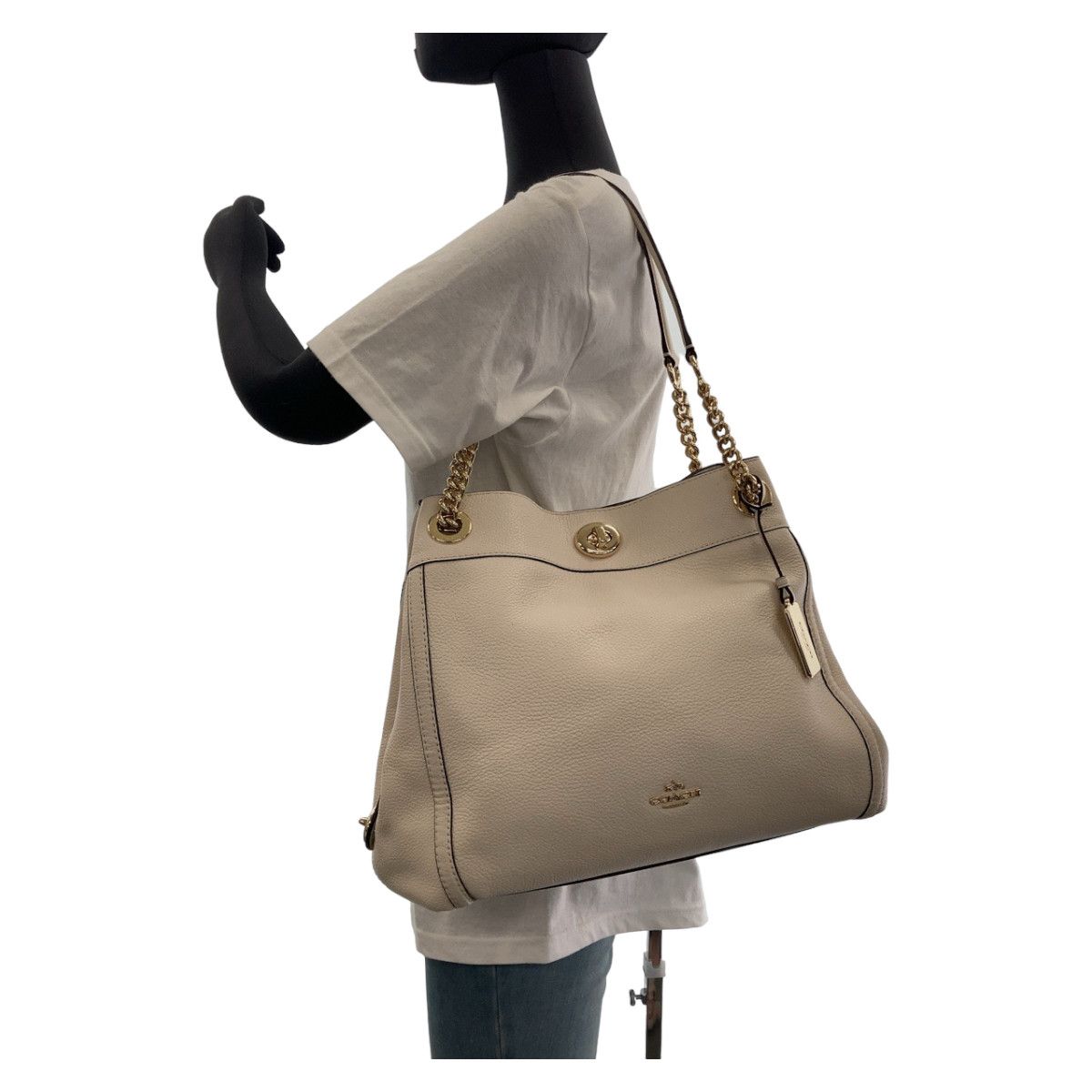 Coach Coach Coach White Leather Tote Bag with Gold Hardware Leather Tote Bag in Great Condition Size ONE SIZE - 5 Thumbnail