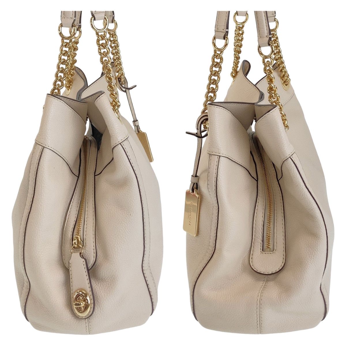 Coach Coach Coach White Leather Tote Bag with Gold Hardware Leather Tote Bag in Great Condition Size ONE SIZE - 6 Thumbnail