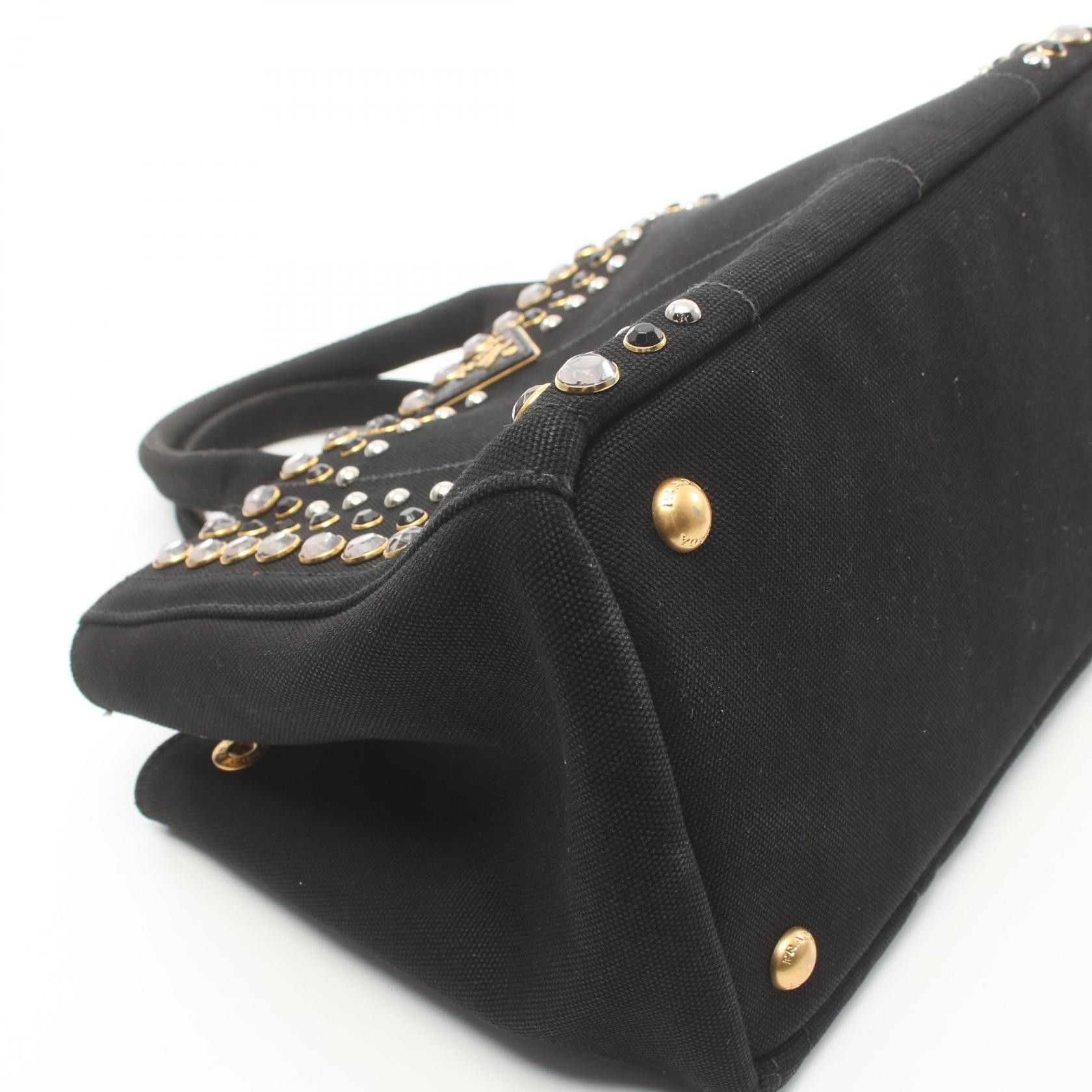 Prada Prada Studded Canapa Tote Bag Canvas Tote Bag B2439O in Very Good Condition Size ONE SIZE - 6 Thumbnail