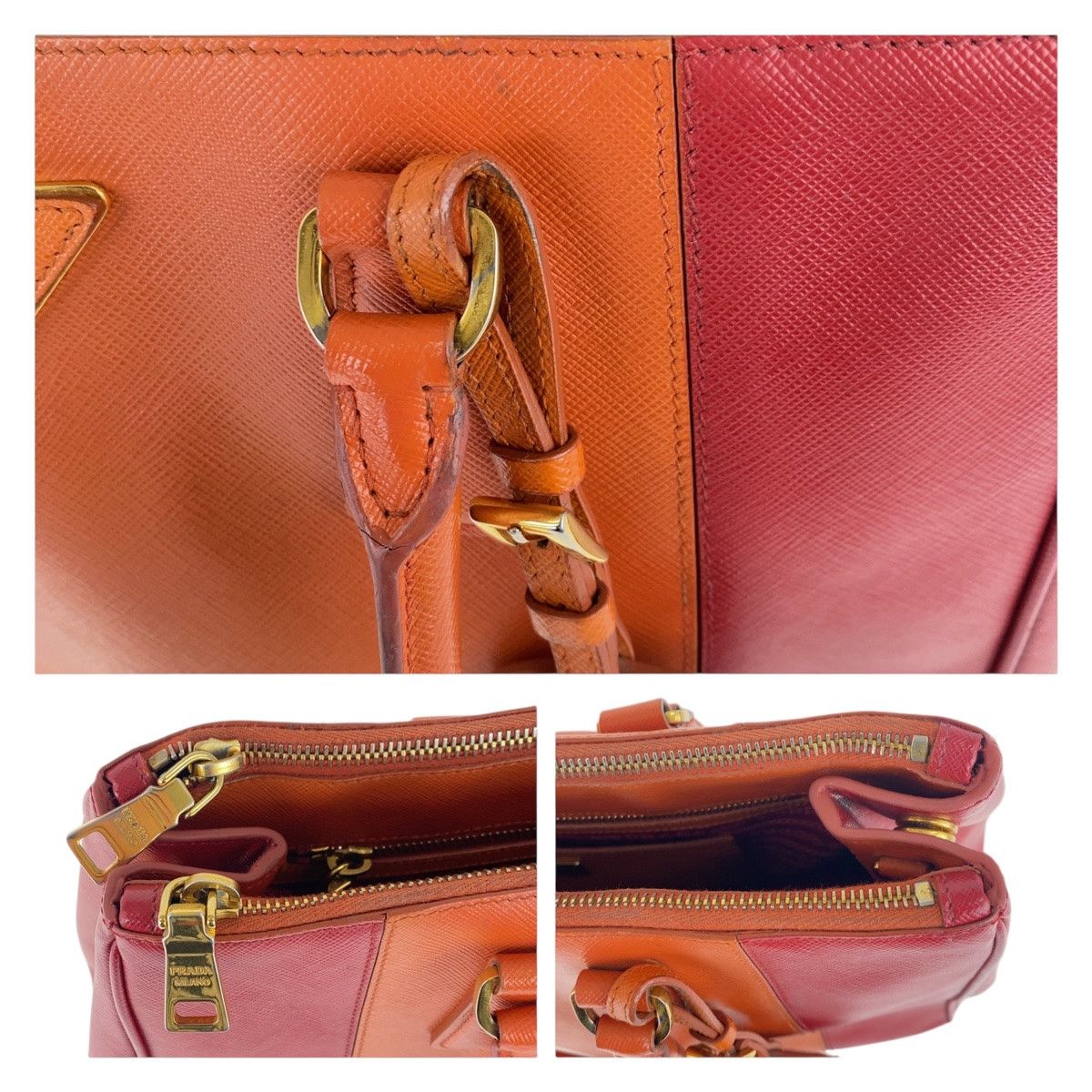 Prada Prada Prada Saffiano Leather Triangle Logo Plate Tote Bag Leather Tote Bag 408217 in Very Good Condition Size ONE SIZE - 4 Thumbnail