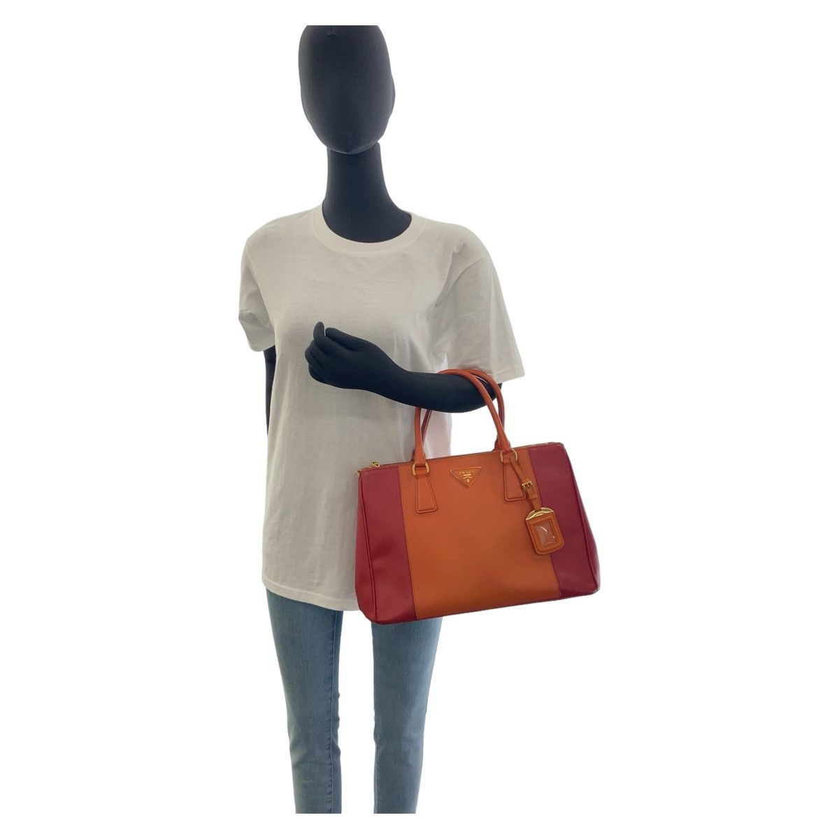Prada Prada Prada Saffiano Leather Triangle Logo Plate Tote Bag Leather Tote Bag 408217 in Very Good Condition Size ONE SIZE - 7 Thumbnail