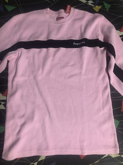 Supreme Supreme Panel Stripe Waffle Thermal Pink | Grailed