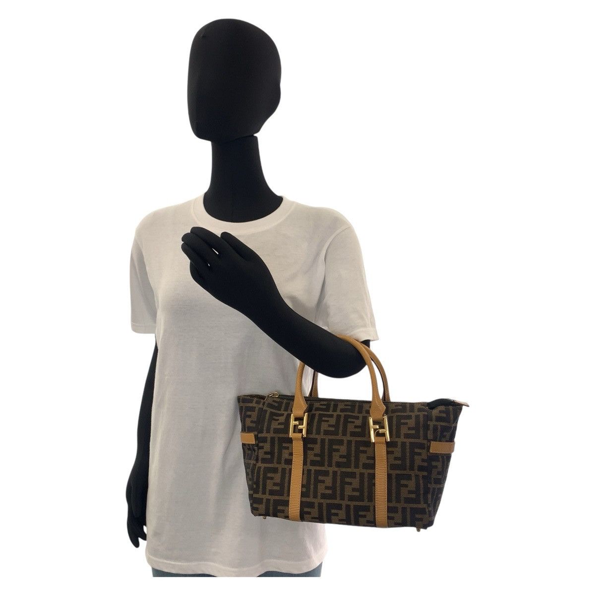 Fendi Fendi Fendi Zucca Canvas/Leather Handbag Tote Canvas Tote Bag 408504 in Very Good Condition Size ONE SIZE - 9 Thumbnail