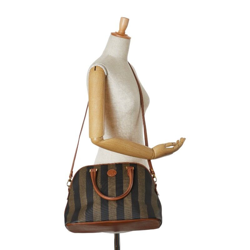 Fendi Fendi Fendi Pequin 2WAY Handbag Shoulder Bag Brown Black PVC Leather Canvas Handbag in Very Good Condition Size ONE SIZE - 12 Thumbnail