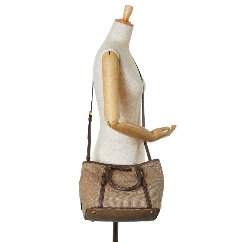Prada Prada Prada Canvas Leather 2WAY Handbag Shoulder Bag Canvas Handbag in Very Good Condition Size ONE SIZE - 11 Thumbnail