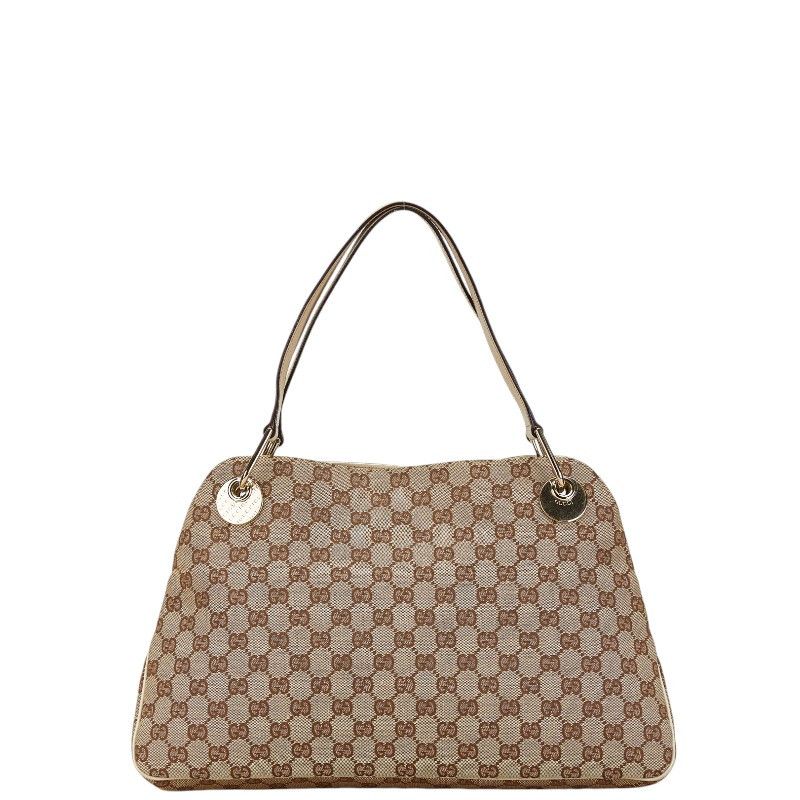 Gucci Gucci Gucci GG Canvas Leather Tote Handbag 121023 Beige Ivory Canvas Tote Bag 121023 in Very Good Condition Size ONE SIZE - 3 Thumbnail