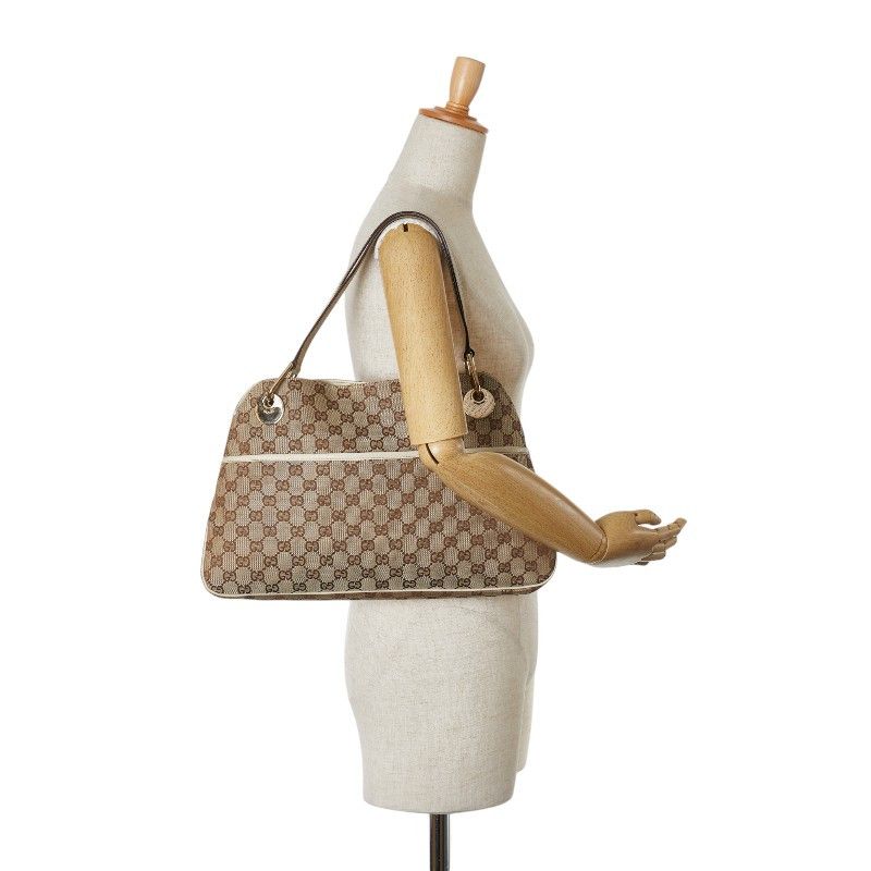Gucci Gucci Gucci GG Canvas Leather Tote Handbag 121023 Beige Ivory Canvas Tote Bag 121023 in Very Good Condition Size ONE SIZE - 10 Thumbnail