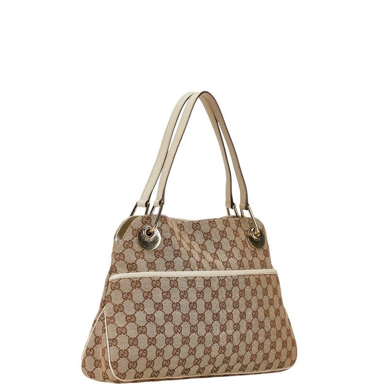 Gucci Gucci Gucci GG Canvas Leather Tote Handbag 121023 Beige Ivory Canvas Tote Bag 121023 in Very Good Condition Size ONE SIZE - 2 Thumbnail