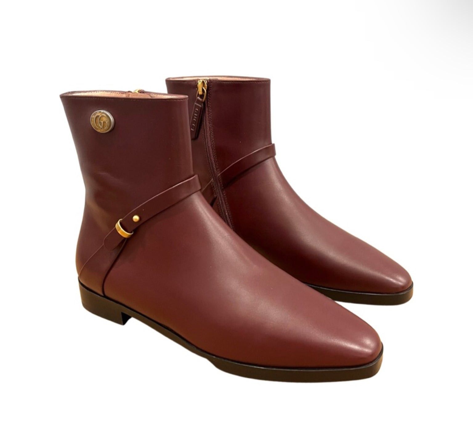 Gucci Gucci Double G Strap Leather Ankle Boots SIZE 37.5 Size ONE SIZE - 2 Thumbnail