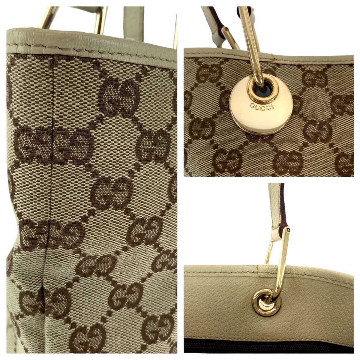 Gucci Gucci Gucci Beige Brown GG Canvas Tote Bag 408595 Canvas Tote Bag 408595 in Very Good Condition Size ONE SIZE - 6 Thumbnail