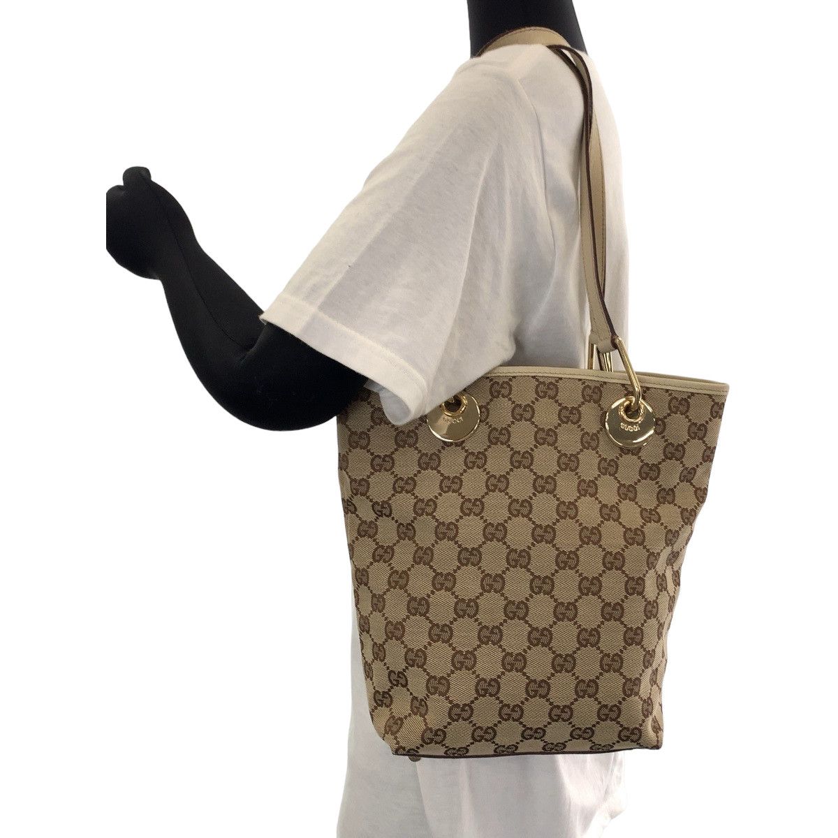 Gucci Gucci Gucci Beige Brown GG Canvas Tote Bag 408595 Canvas Tote Bag 408595 in Very Good Condition Size ONE SIZE - 7 Thumbnail