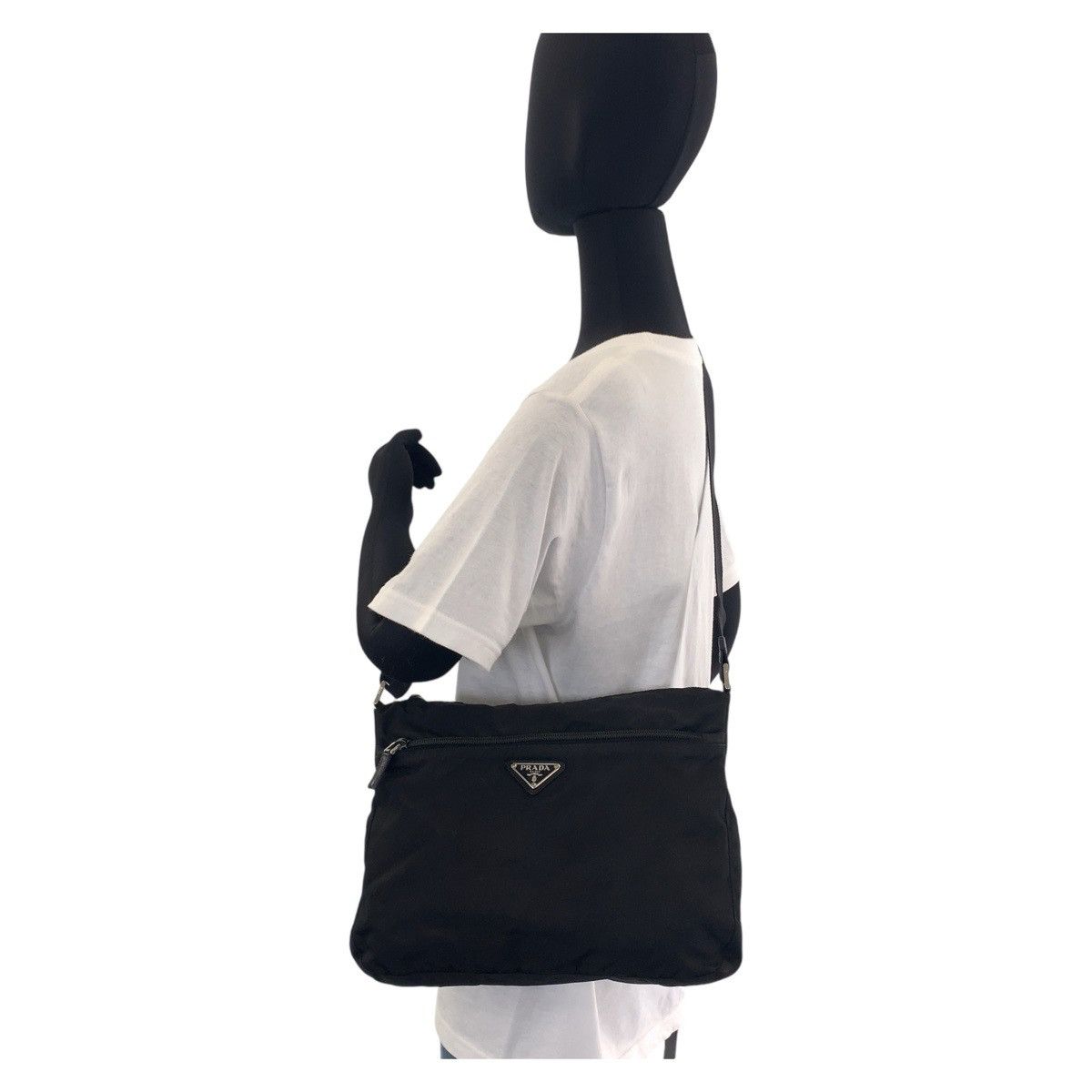 Prada Prada Prada Nylon Tessuto Logo Shoulder Bag Canvas Crossbody Bag Size ONE SIZE - 8 Thumbnail
