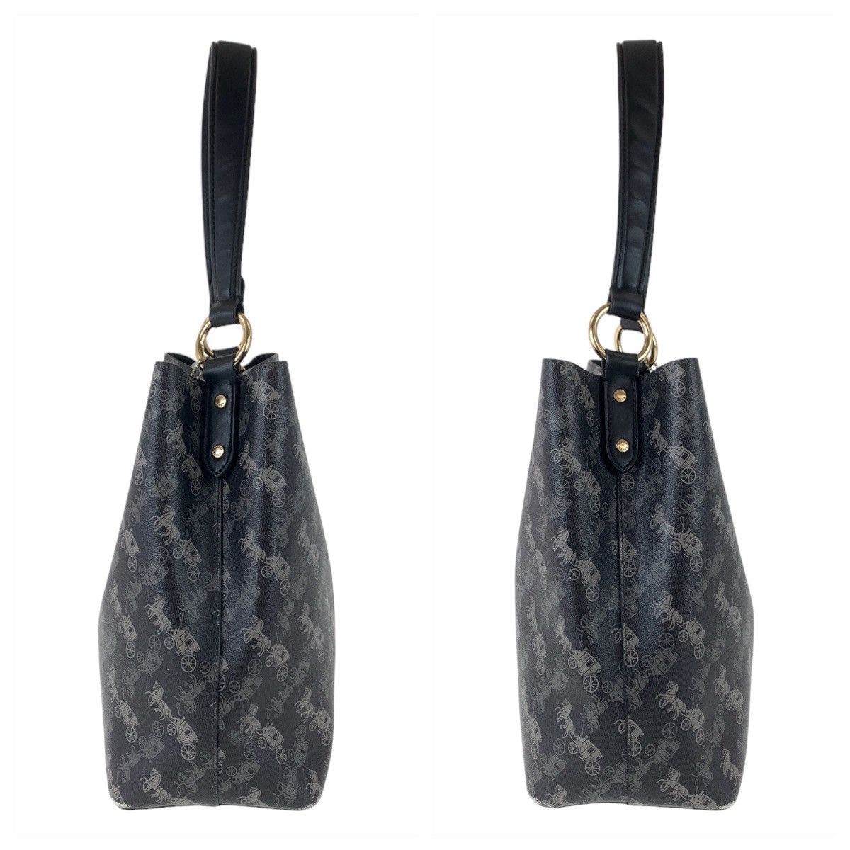 Coach Coach Coach Town Bucket Shoulder Bag Black Leather Canvas Crossbody Bag Size ONE SIZE - 5 Thumbnail