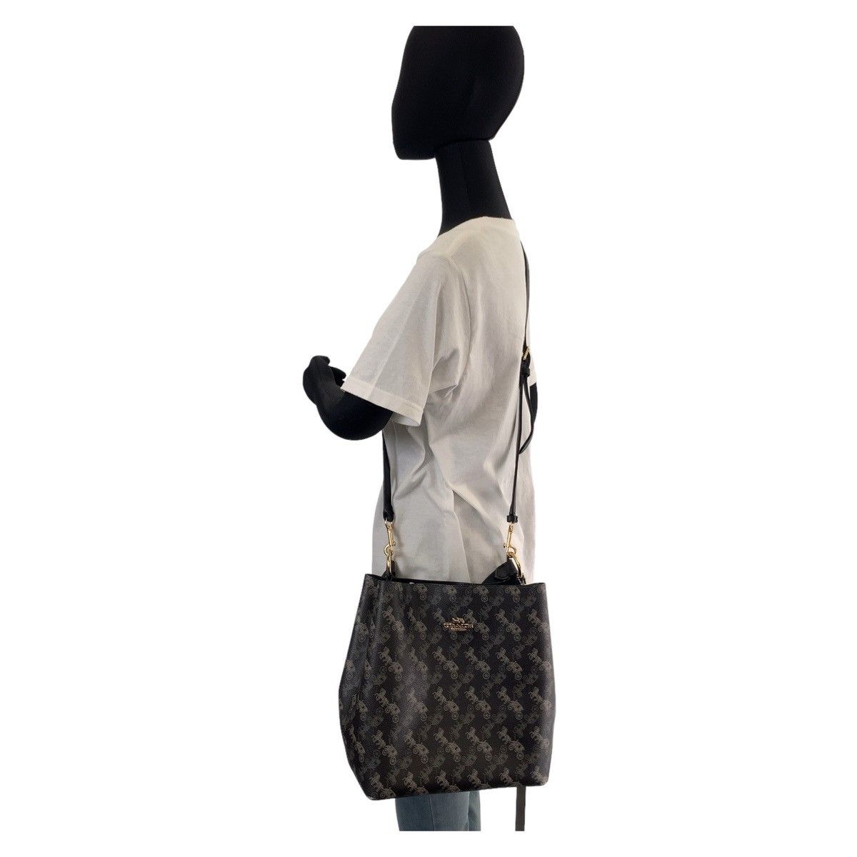 Coach Coach Coach Town Bucket Shoulder Bag Black Leather Canvas Crossbody Bag Size ONE SIZE - 8 Thumbnail