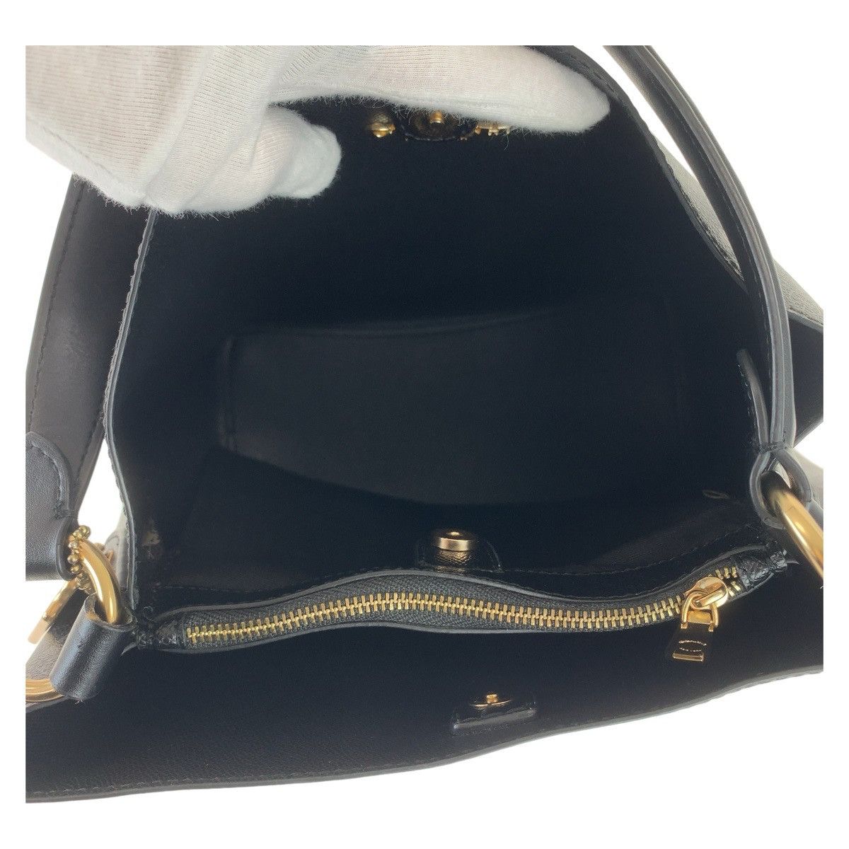 Coach Coach Coach Town Bucket Shoulder Bag Black Leather Canvas Crossbody Bag Size ONE SIZE - 3 Thumbnail