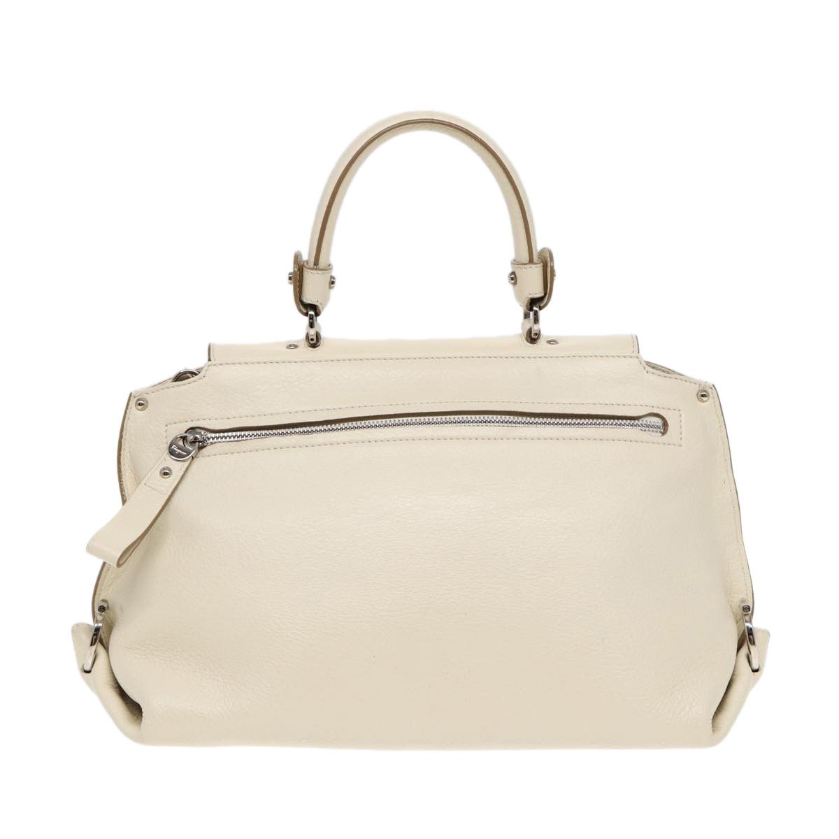 Salvatore Ferragamo Gancini White Leather Handbag (Pre-Owned) Size ONE SIZE - 2 Thumbnail