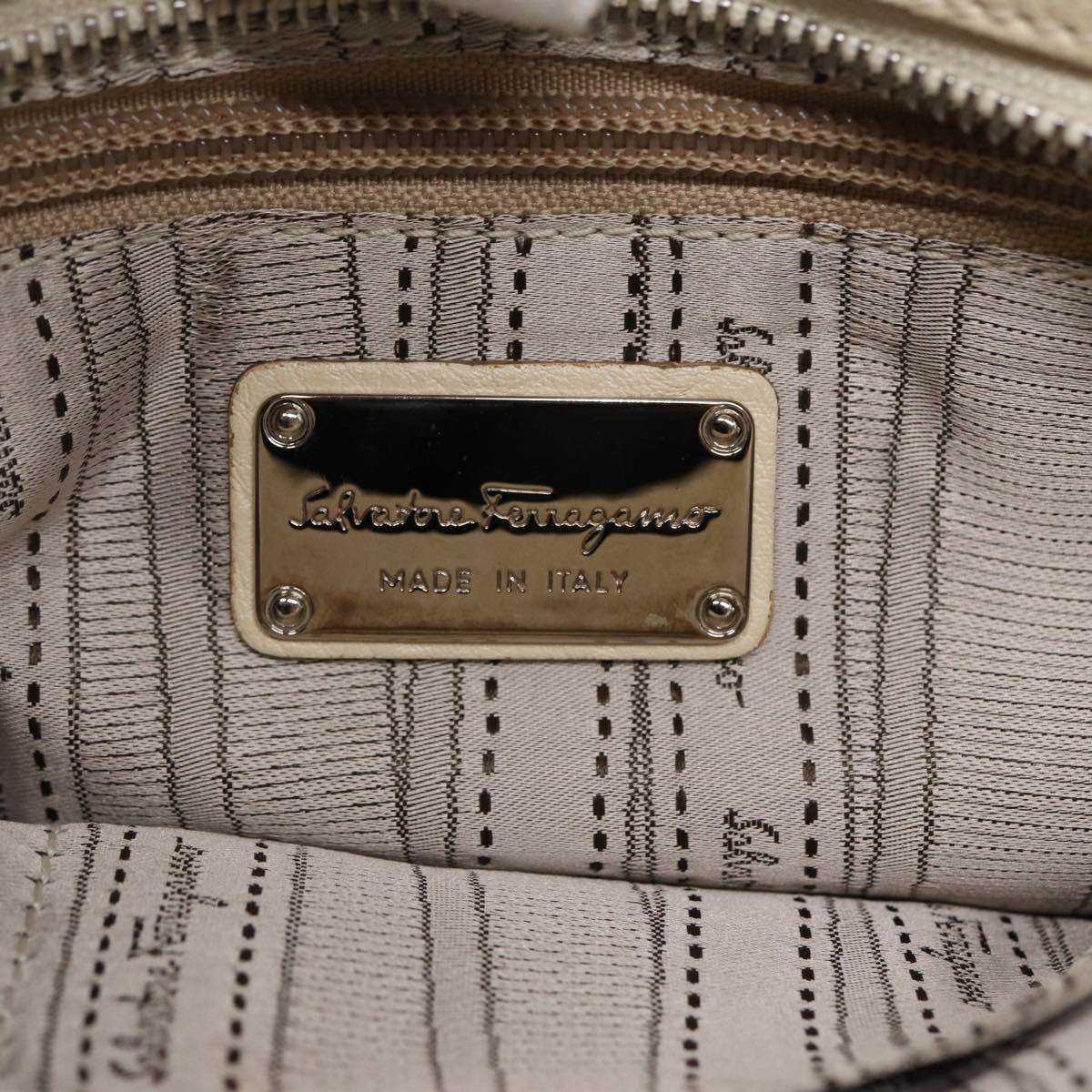 Salvatore Ferragamo Gancini White Leather Handbag (Pre-Owned) Size ONE SIZE - 7 Thumbnail