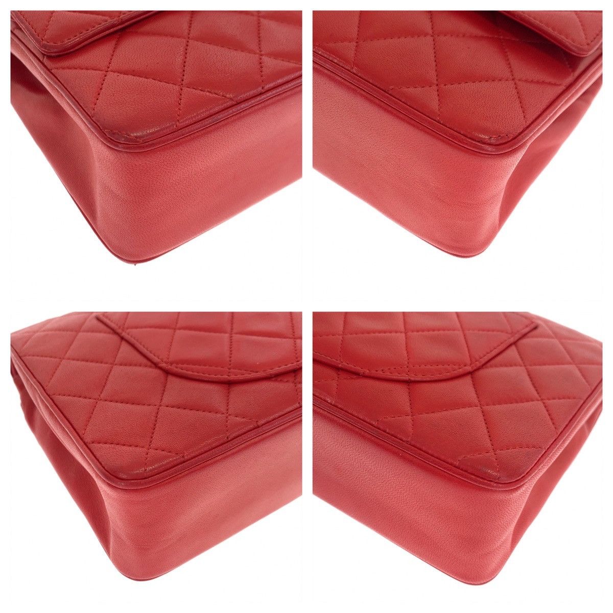 Chanel Chanel Chanel Matelasse W Flap Red Lambskin 2-Way Handbag Leather Handbag in Great Condition Size ONE SIZE - 3 Thumbnail
