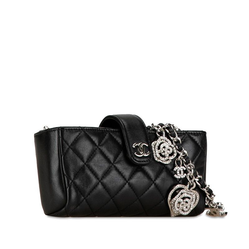 Chanel Chanel Chanel Matelasse Coco Mark Chain Shoulder Bag Black Lambskin Leather Shoulder Bag in Great Condition Size ONE SIZE - 2 Thumbnail