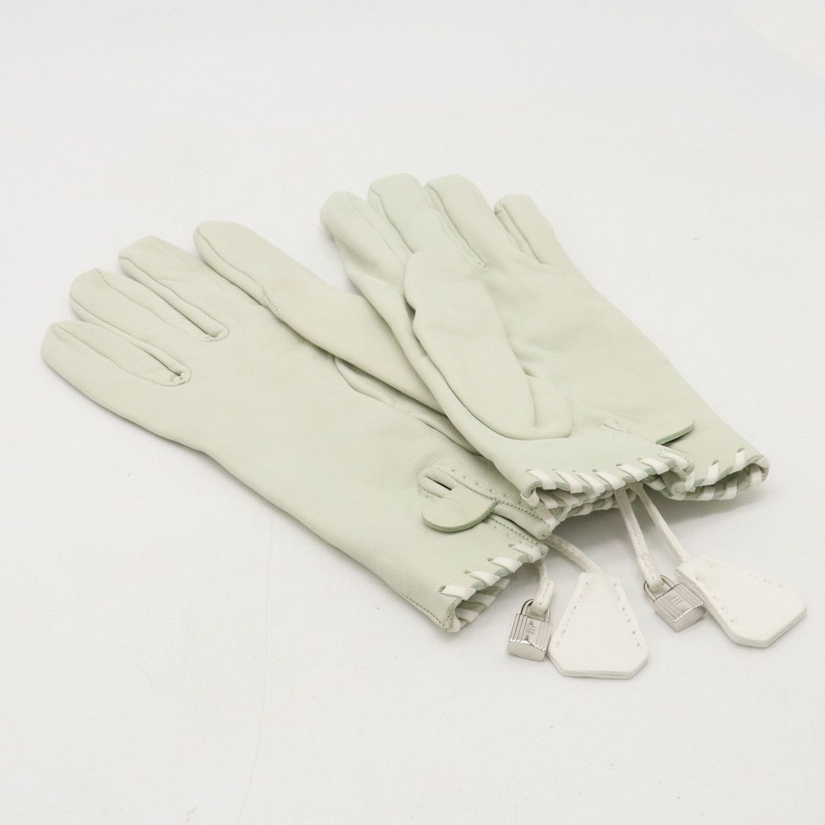 Hermes Hermes Hermes Leather Gloves 7 1/2 Off-White Leather Gloves in Pristine Condition Size ONE SIZE - 2 Thumbnail