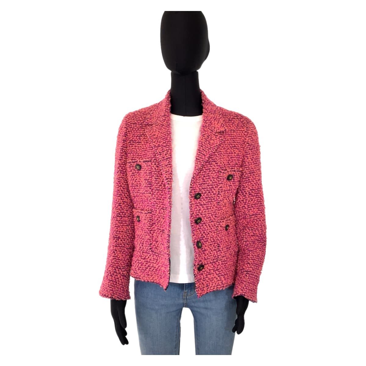 Chanel Chanel Chanel Vintage Pink Wool Tailored Jacket Canvas Tops PO3826WO2180 in Great Condition Size ONE SIZE - 3 Thumbnail