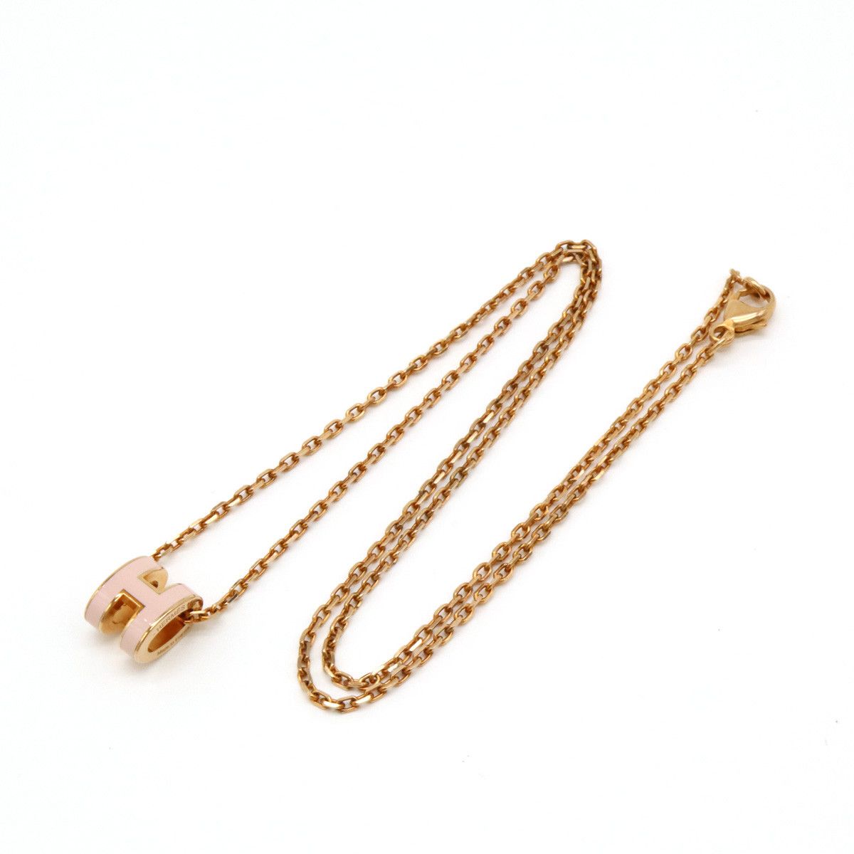 Hermes Hermes Hermes Pop Ash Mini H Logo Necklace Pendant Choker PGP Pink Gold Metal Necklace in Great Condition Size ONE SIZE - 2 Thumbnail