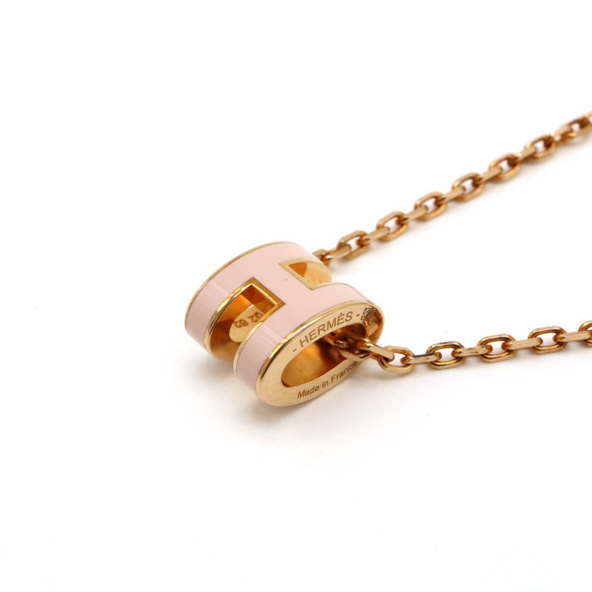 Hermes Hermes Hermes Pop Ash Mini H Logo Necklace Pendant Choker PGP Pink Gold Metal Necklace in Great Condition Size ONE SIZE - 3 Thumbnail