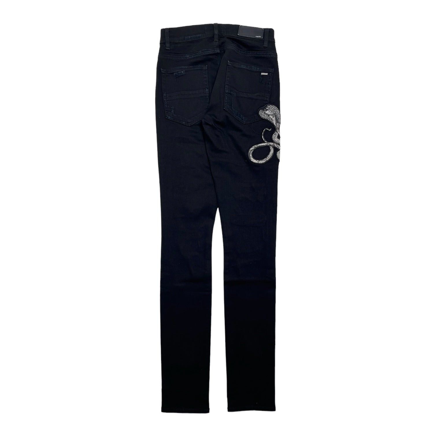 Amiri Amiri White Snake Patch Jeans Black | Grailed