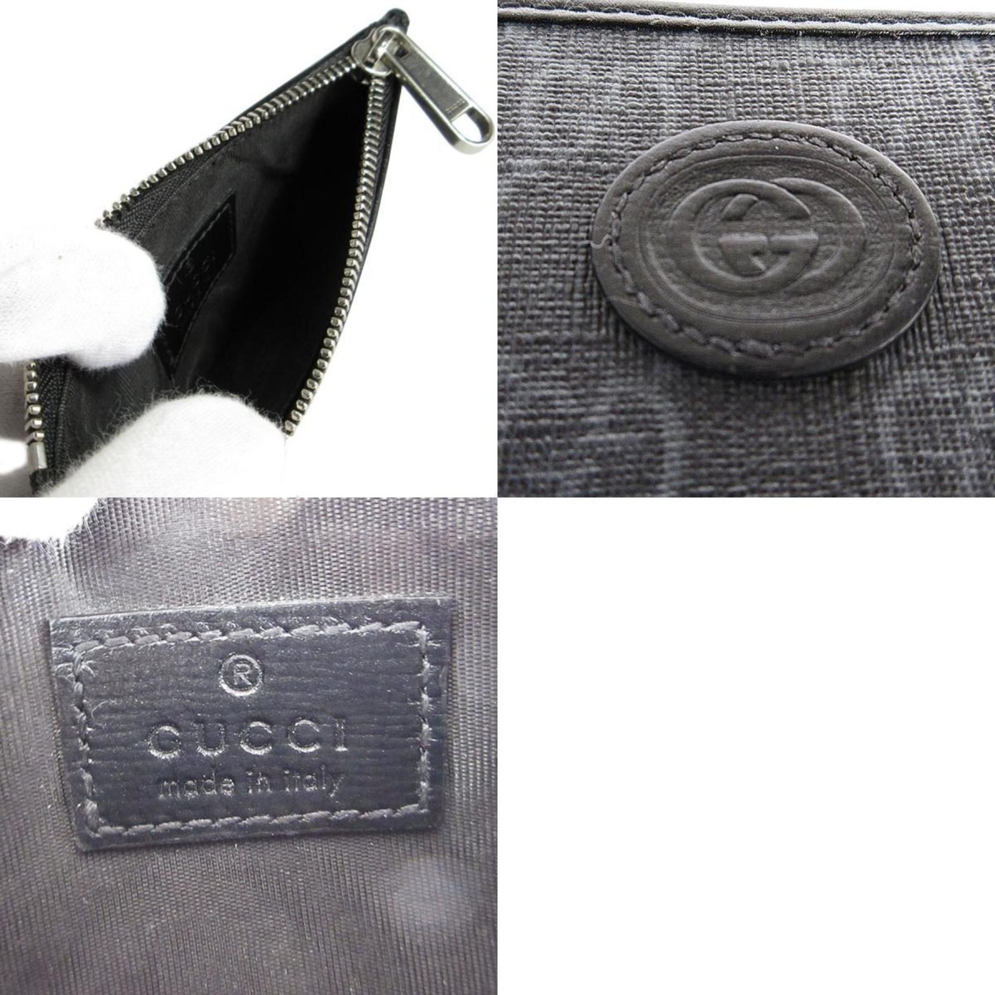 Gucci GUCCI Wallet/Coin Case/Business Card Holder/Card Case GG Supreme Leather Dark Gray Black Silver Men's 697717 s0018 Size ONE SIZE - 5 Thumbnail