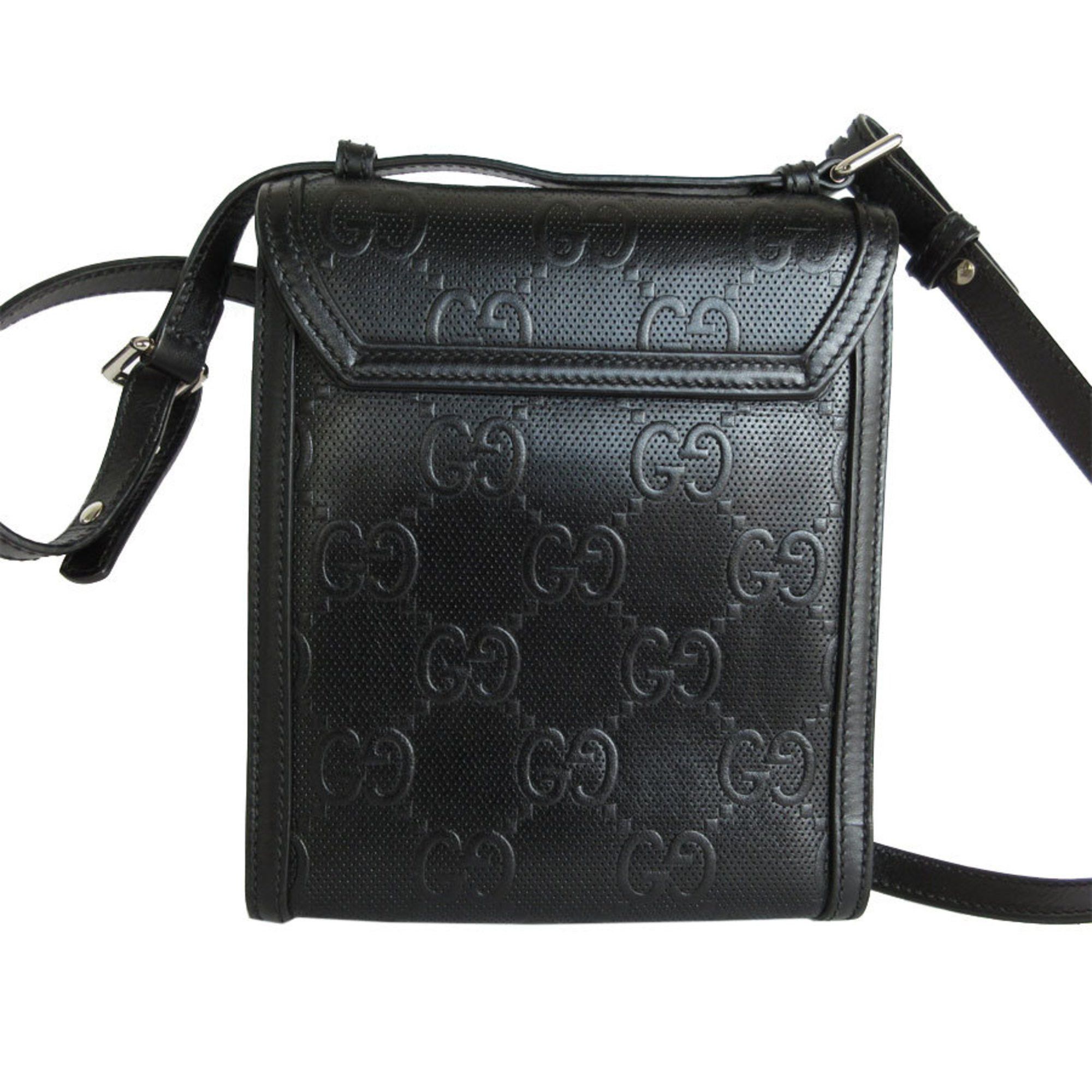 Gucci GUCCI Shoulder Bag GG Embossed Leather Black Silver Men's 625782 s0052j Size ONE SIZE - 2 Thumbnail
