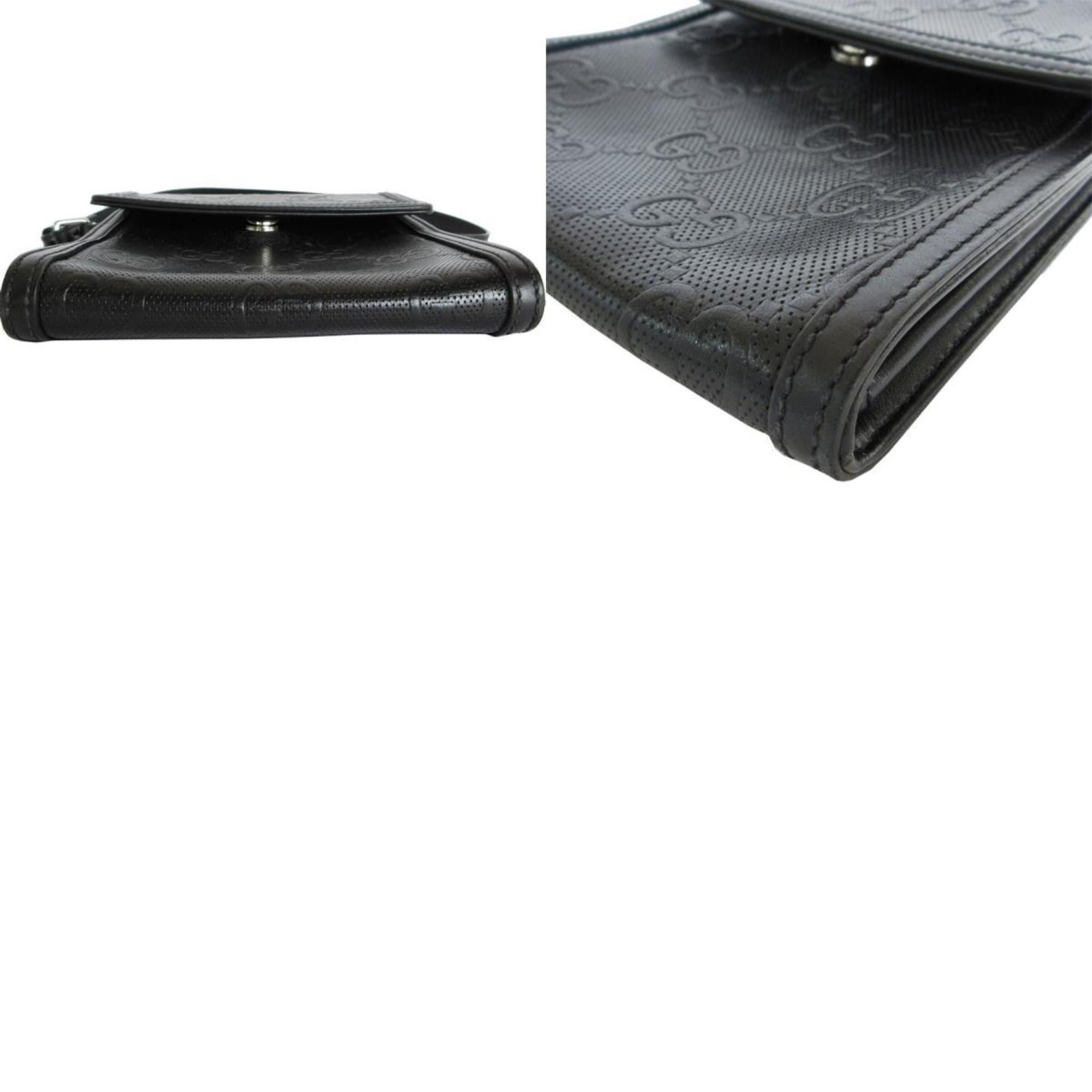 Gucci GUCCI Shoulder Bag GG Embossed Leather Black Silver Men's 625782 s0052j Size ONE SIZE - 5 Thumbnail