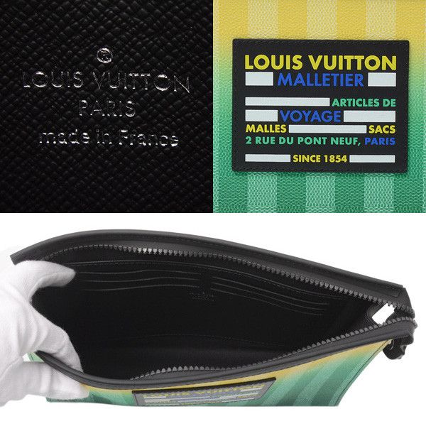 Louis Vuitton Louis Vuitton Louis Vuitton Damier Stripe Pochette Voyage MM Clutch M81317 Canvas Clutch Bag M81317 in Pristine Condition Size ONE SIZE - 5 Thumbnail